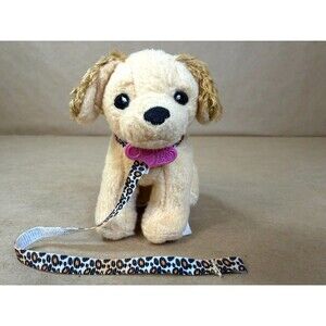 Our Generation Battat 4" Puppy Dog Plush – Cream Cocker Spaniel w/ Leopard Leash